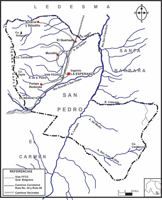 Ubicación del Ingenio La Esperanza en el departamento San Pedro y demarcación de sus lotes